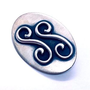 Vintage Sterling Silver Brooch - Orb Designer SS